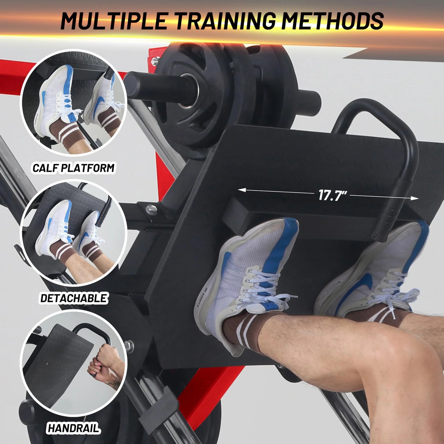Leg Press Machine with Calf Block, Adjustable Leg Press Machines for Home Gym, Squat Machine with Barbell Plate Storages, Heavy Duty Workout Equipment for Full Lower Body Workout