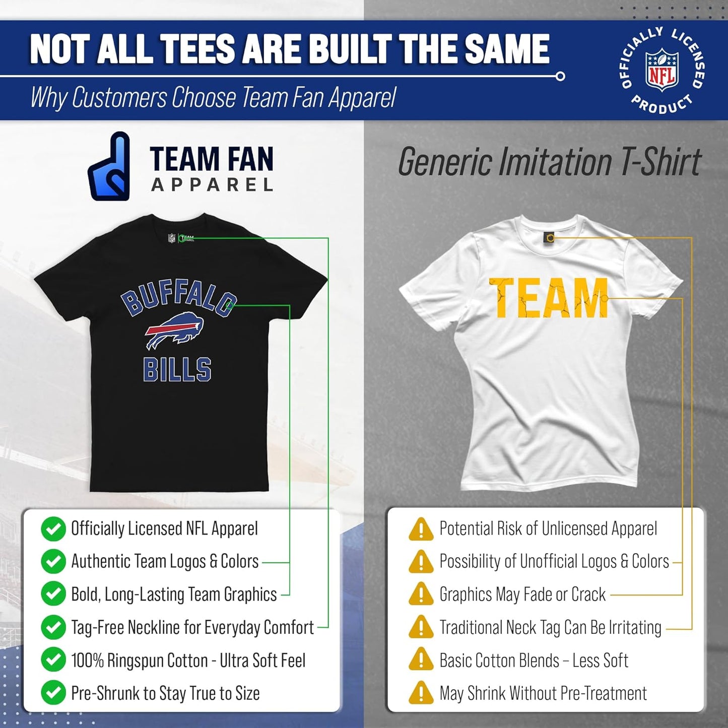 NFL Adult Gameday T-Shirt - Cotton Blend - Tagless - Semi-Fitted - Unleash Your Team Spirit during Game Day