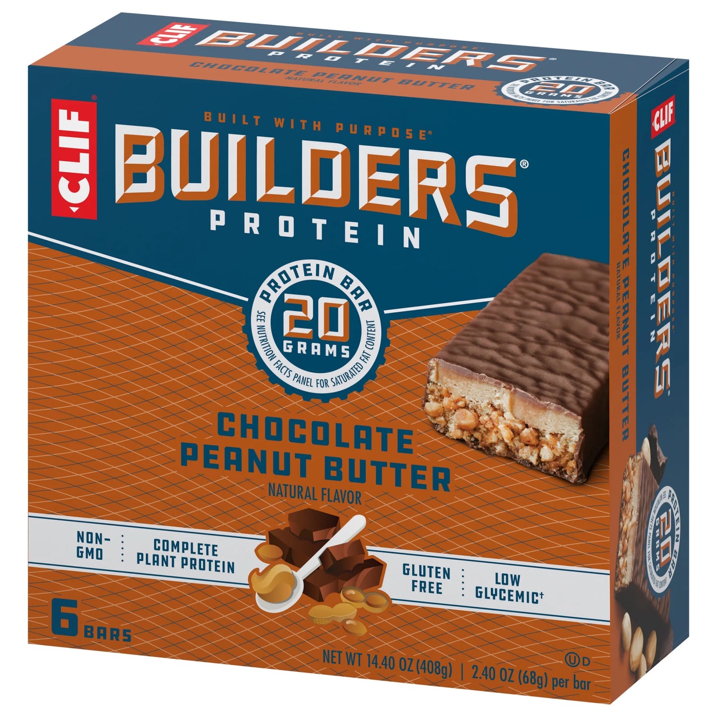 CLIF Protein Bars Chocolate Peanut Butter Flavor, Plant Protein, Gluten Free Bars, 6Ct
