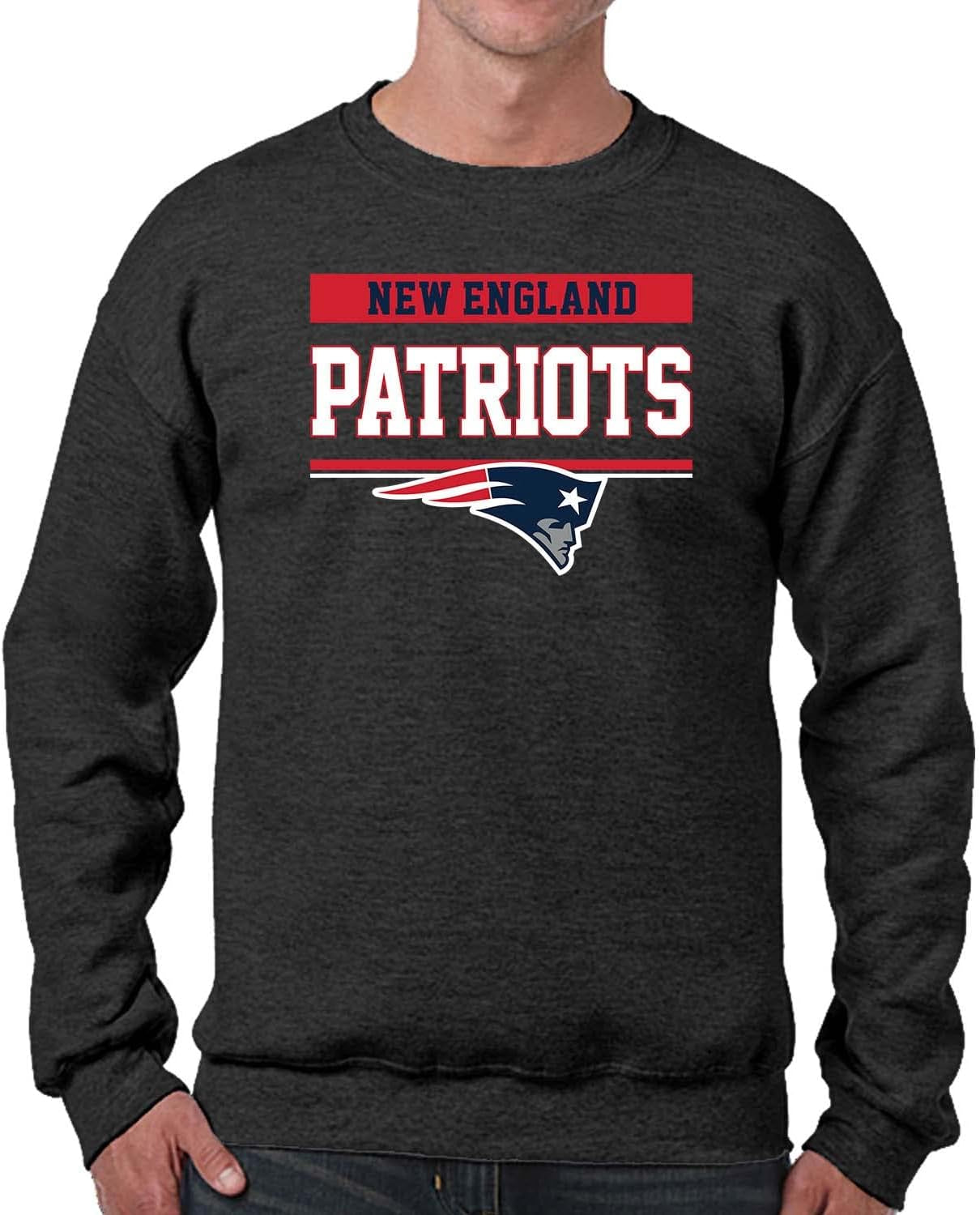 NFL Adult Long Sleeve Team Block Charcoal Crewneck Sweatshirt - Stay Warm & Represent Your Team with Style