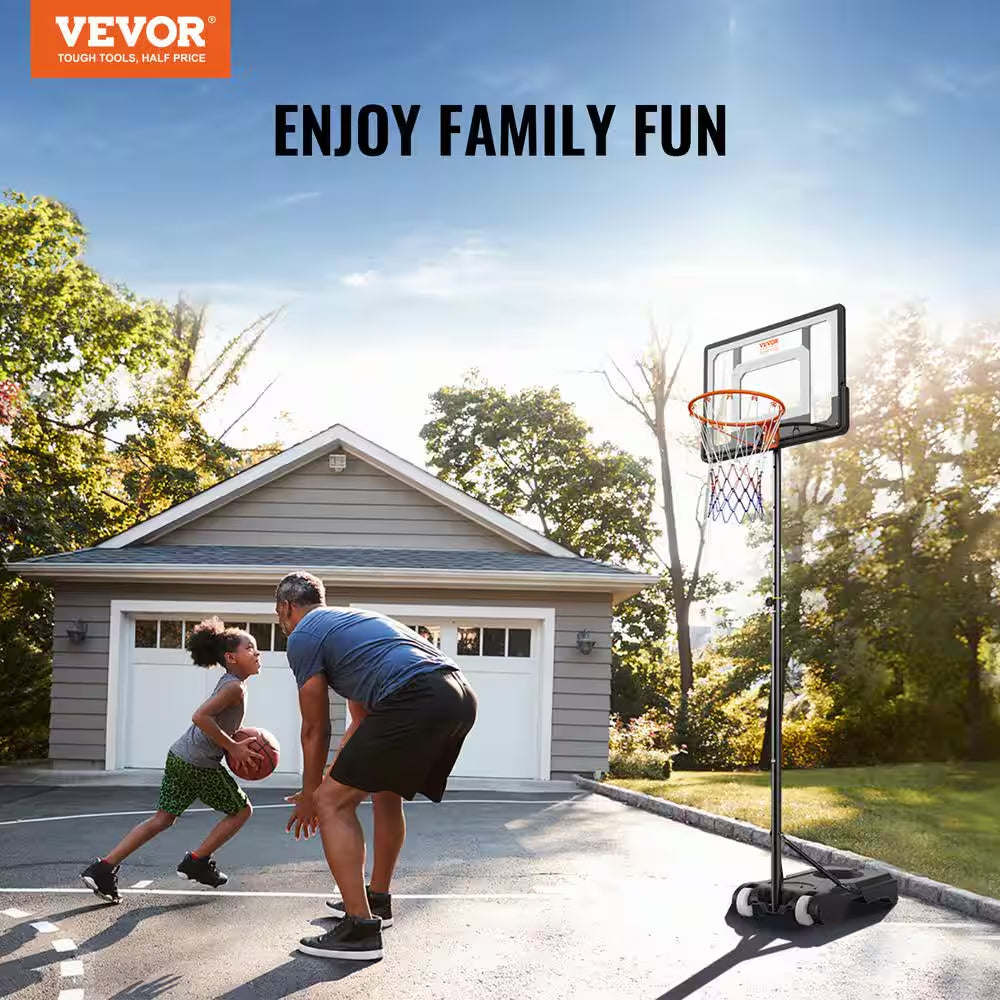 Basketball Hoop and Goal 5 to 7 Ft. Adjustable Height Portable Backboard System 32 In. Kids and Adults Basketball Set