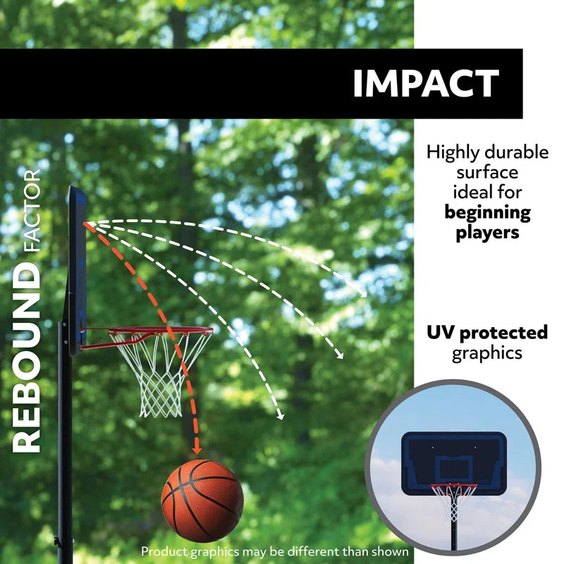 Height Adjustable Portable Basketball Hoop (44" Impact Backboard)
