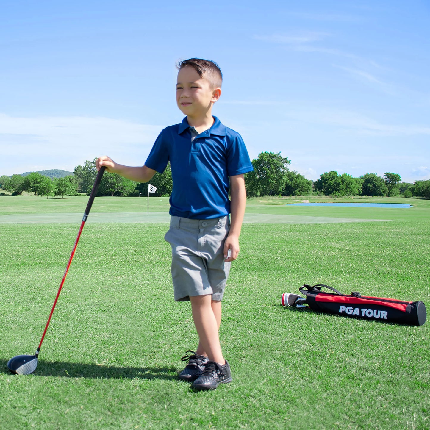 G1 Series Kids Red Golf Club Set with 3 Clubs, Carry Bag & 5 Total Pieces, 4'1"-4'8", Ages 5-8