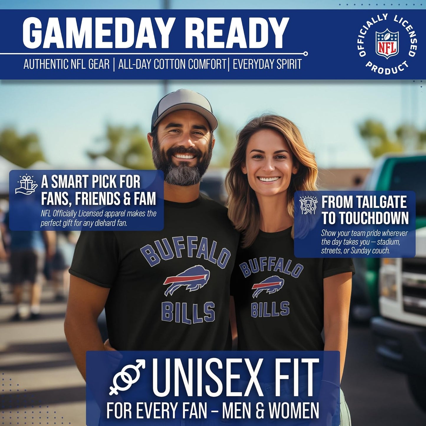 NFL Adult Gameday T-Shirt - Cotton Blend - Tagless - Semi-Fitted - Unleash Your Team Spirit during Game Day