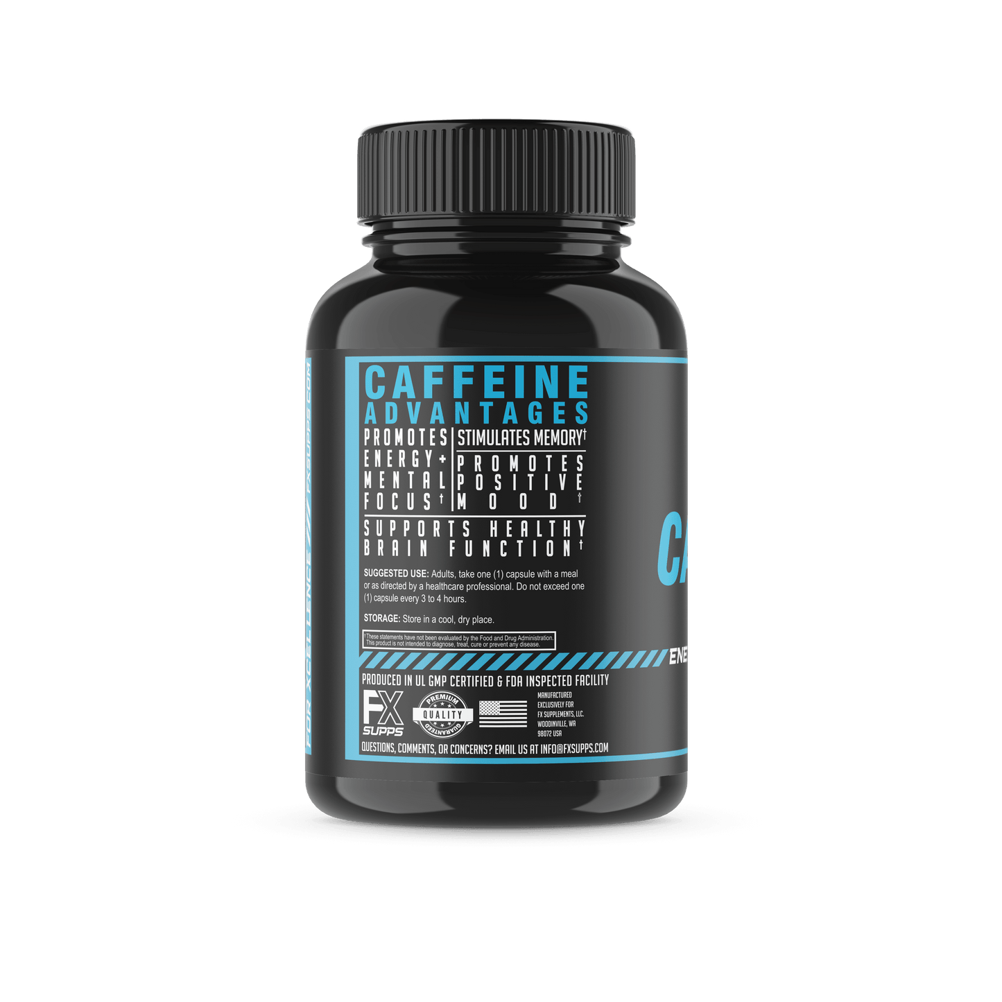 FX Supps Caffeine Pills for Energy, Focus, and Mental Clarity, 200Mg per Serving, 200 Capsules