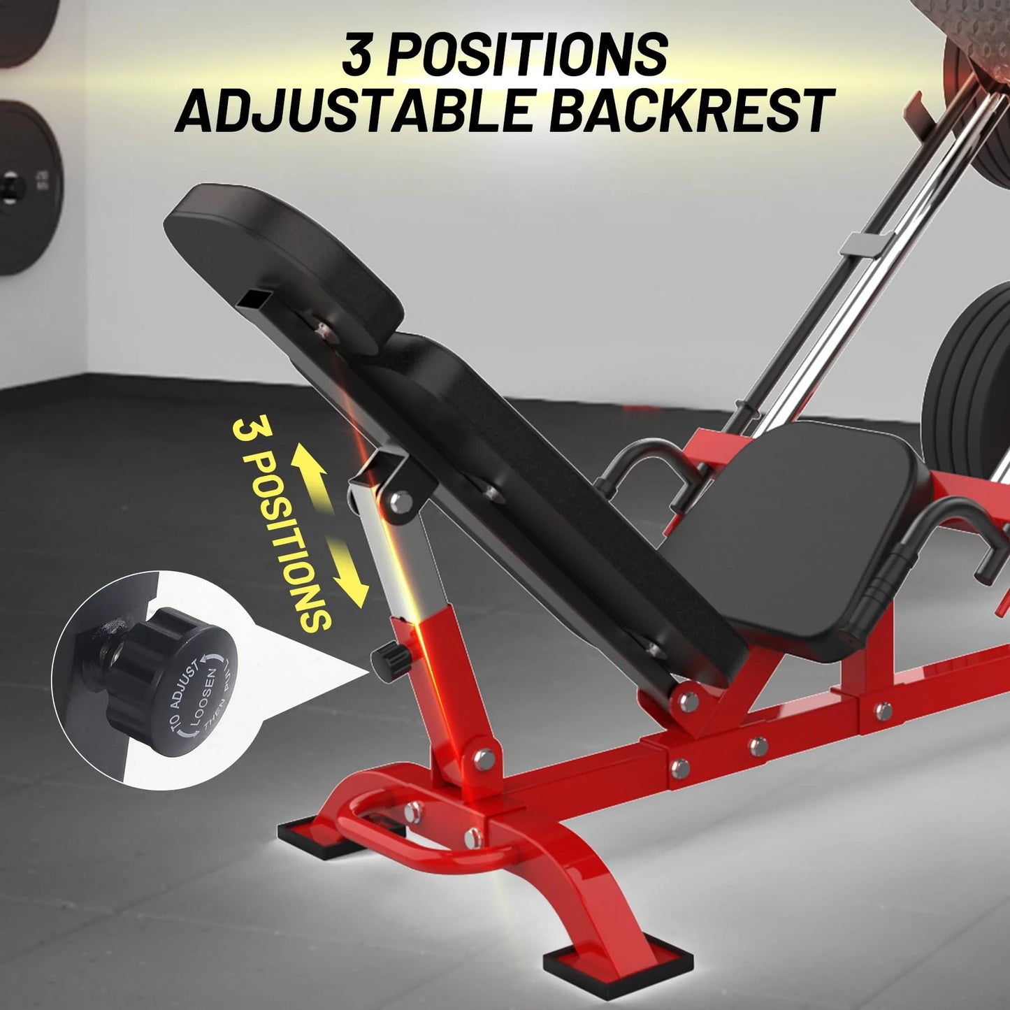 Leg Press Machine with Calf Block, Adjustable Leg Press Machines for Home Gym, Squat Machine with Barbell Plate Storages, Heavy Duty Workout Equipment for Full Lower Body Workout
