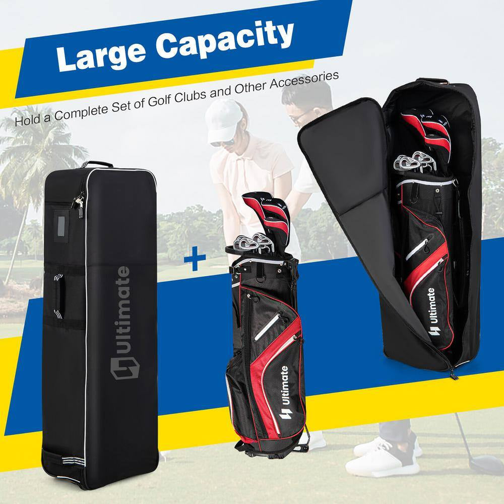 Golf Travel Bag Portable Foldable Soft-Sided Oxford Fabric W/Zipper on Wheels