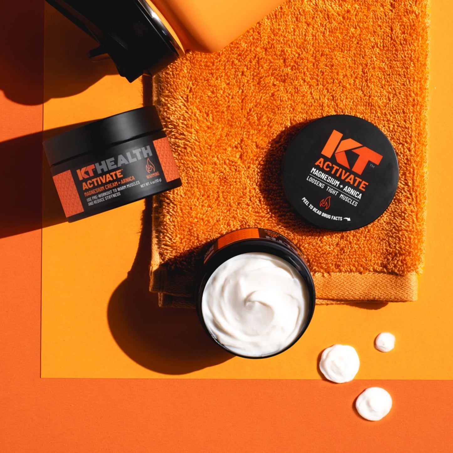 (2 Pack) KT Health Activate Warming Magnesium Cream, Pre-Workout Anti-Stiff Muscle Rub, White, 1 Ea