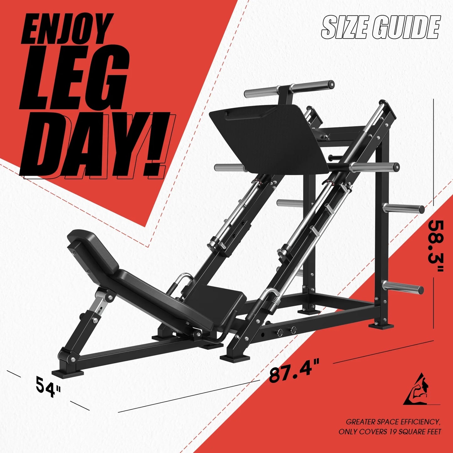 Leg Press Machine with 4 Weight Storage Posts, 2000 Lbs Capacity Adjustable Leg Machine with Linear Bearing for Leg Glute Muscles Shaping, Calf Raise Machine(Black)