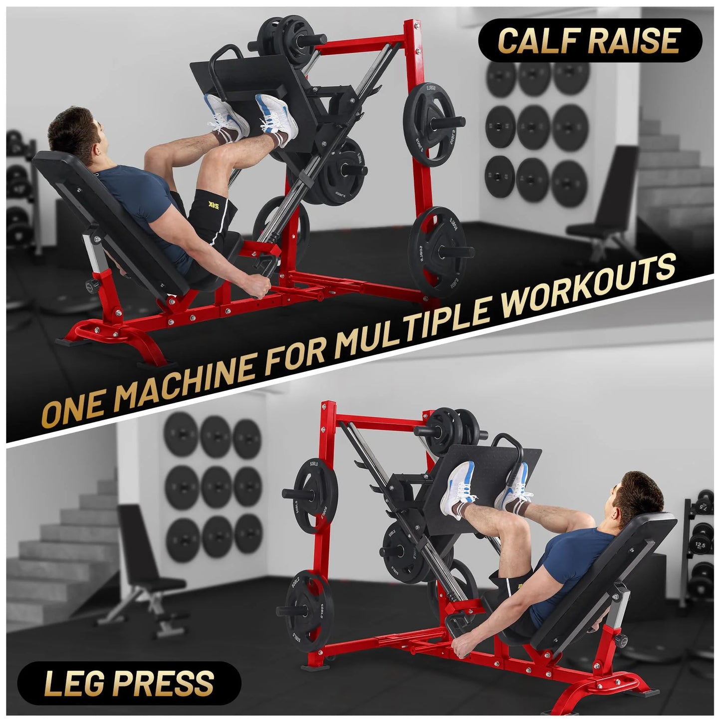 Leg Press Machine with Calf Block, Adjustable Leg Press Machines for Home Gym, Squat Machine with Barbell Plate Storages, Heavy Duty Workout Equipment for Full Lower Body Workout