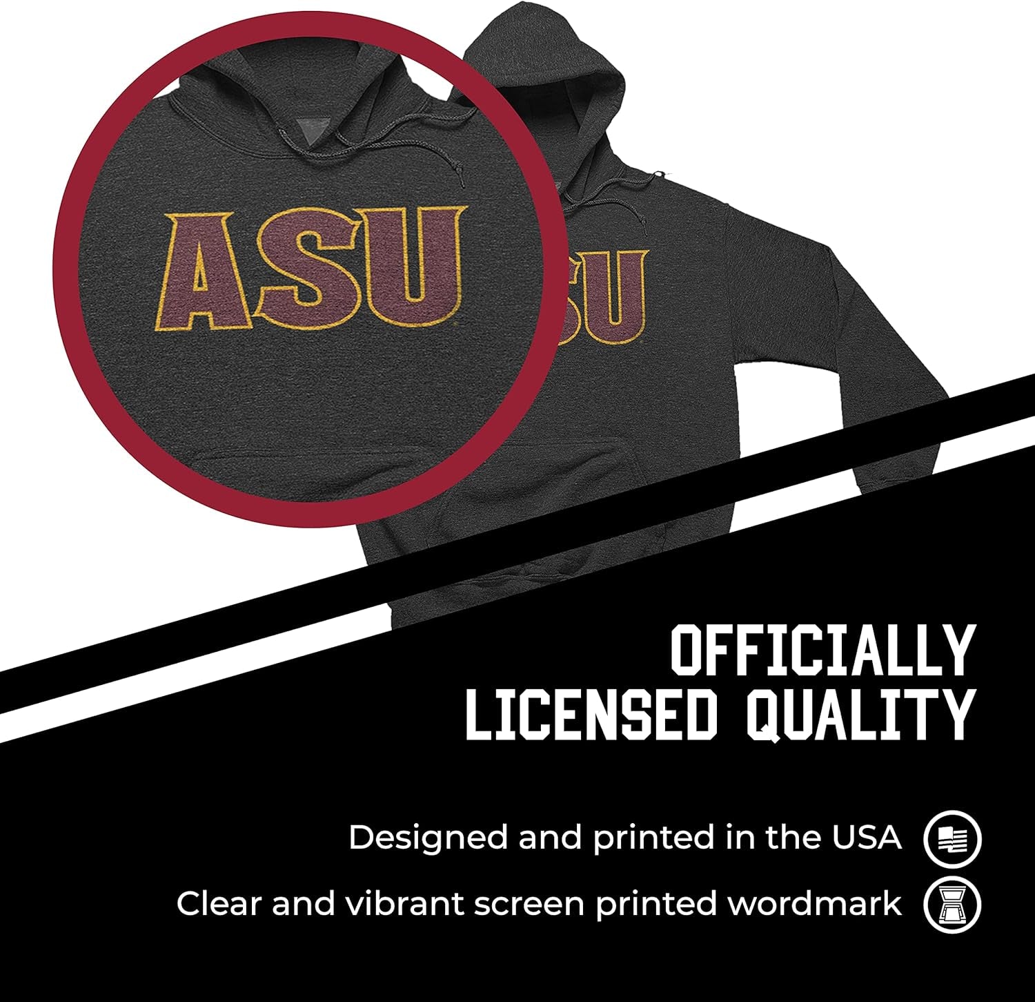 NCAA Adult Cotton Blend Charcoal Hooded Sweatshirt - Made from Ringspun and Versatility