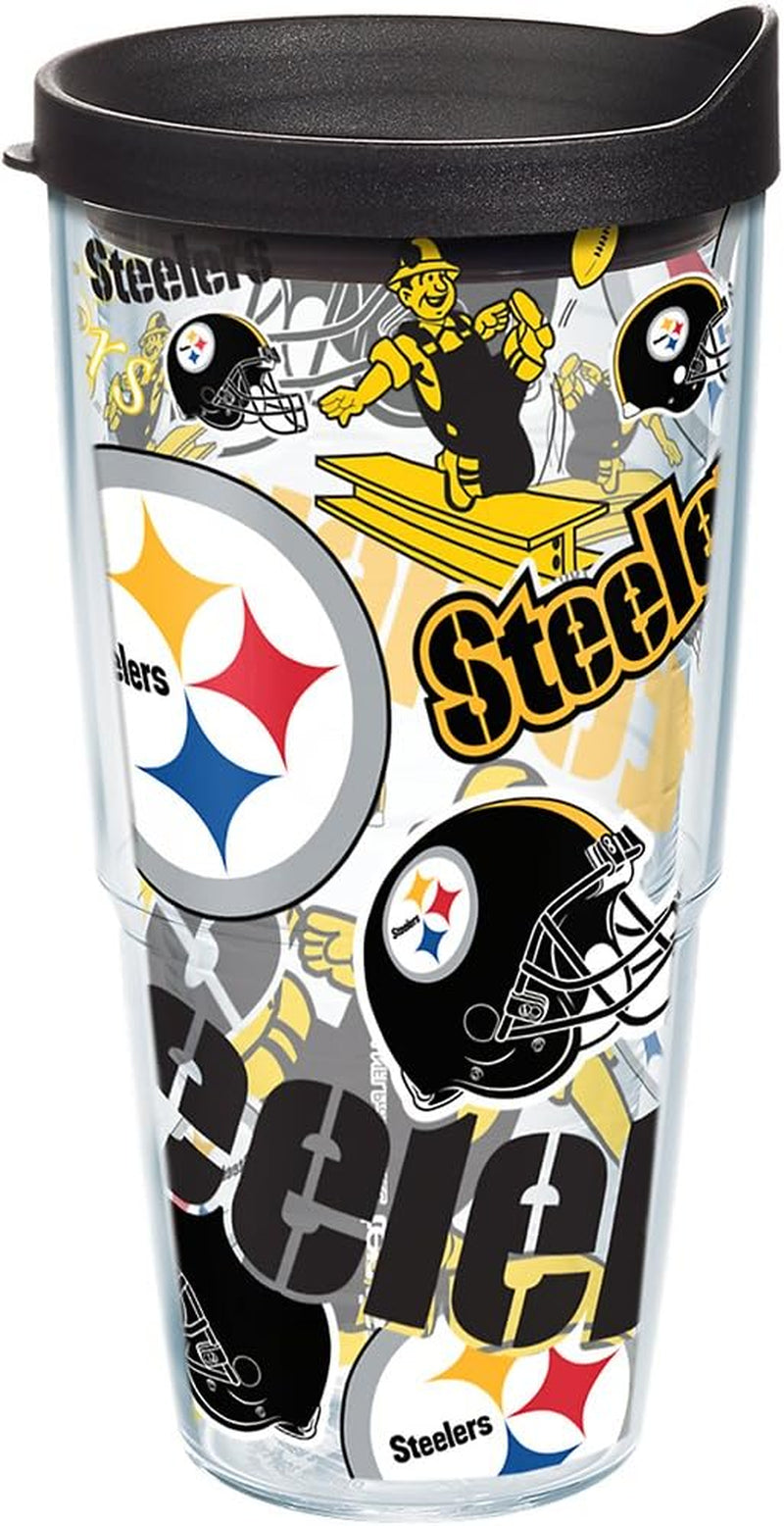 Made in USA Double Walled NFL® Pittsburgh Steelers Insulated Tumbler Cup Keeps Drinks Cold & Hot, 24Oz, All Over