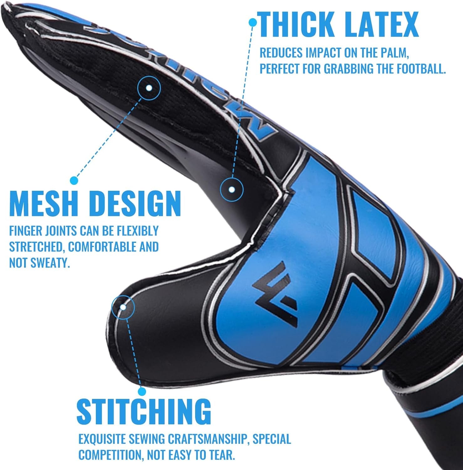 Soccer Goalie Gloves Goalkeeper Gloves with Fingersave and Double Wrist Protection, Strong Grip Goalkeeper Gloves for Kids, Youth, Adults