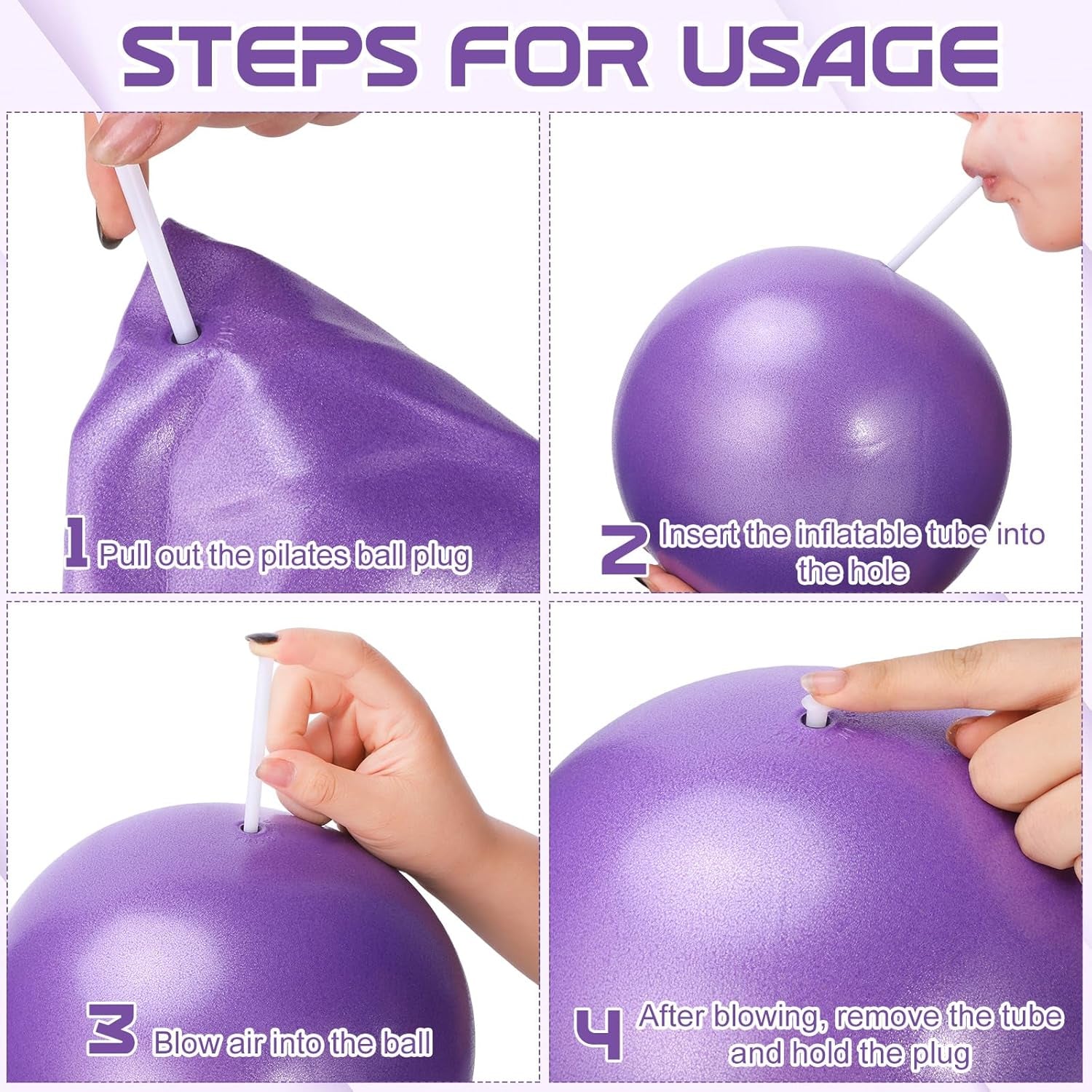 Pilates Ball, 9 Inch Small Exercise Mini Soft Workout Yoga Ball with Exercise Gu