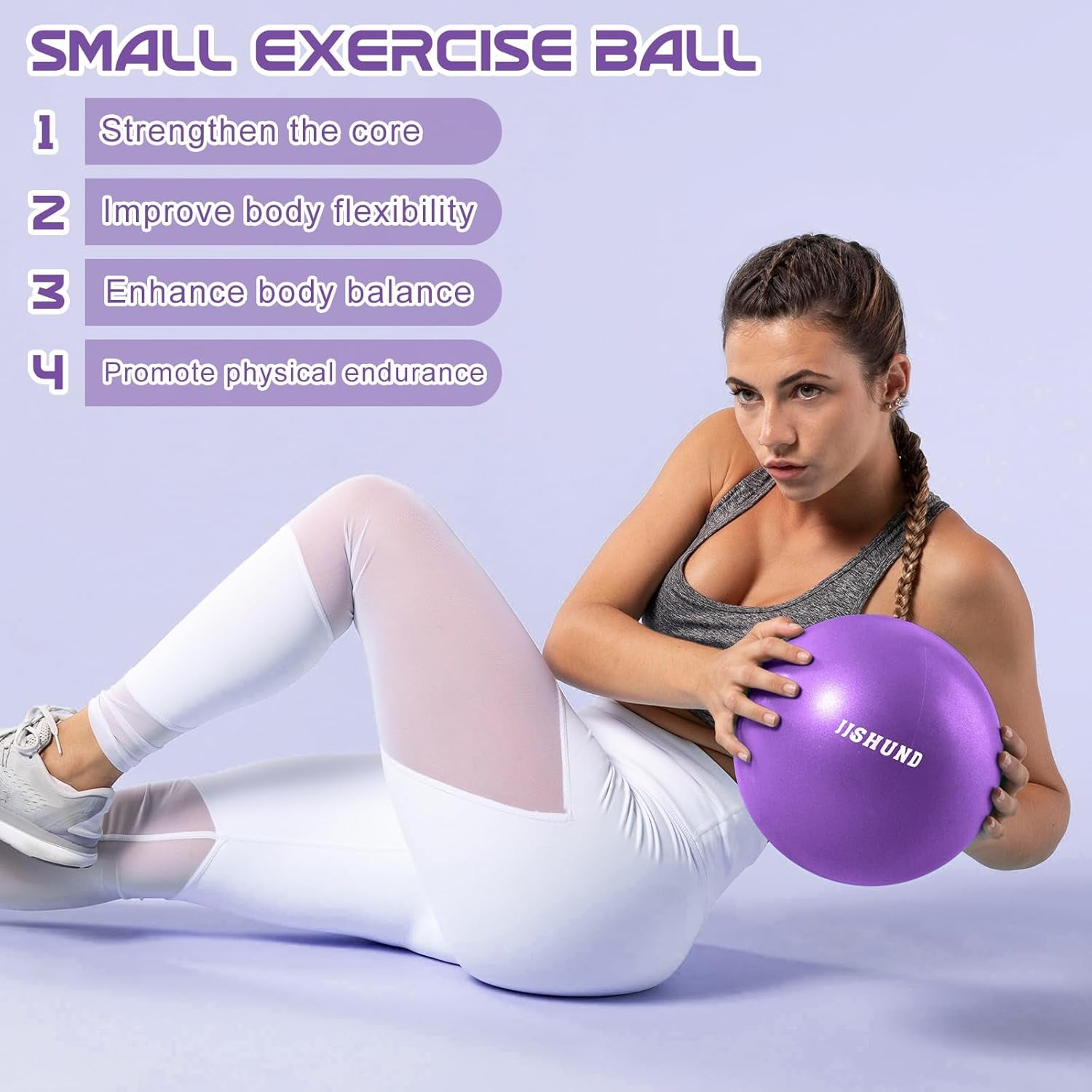 Pilates Ball, 9 Inch Small Exercise Mini Soft Workout Yoga Ball with Exercise Gu