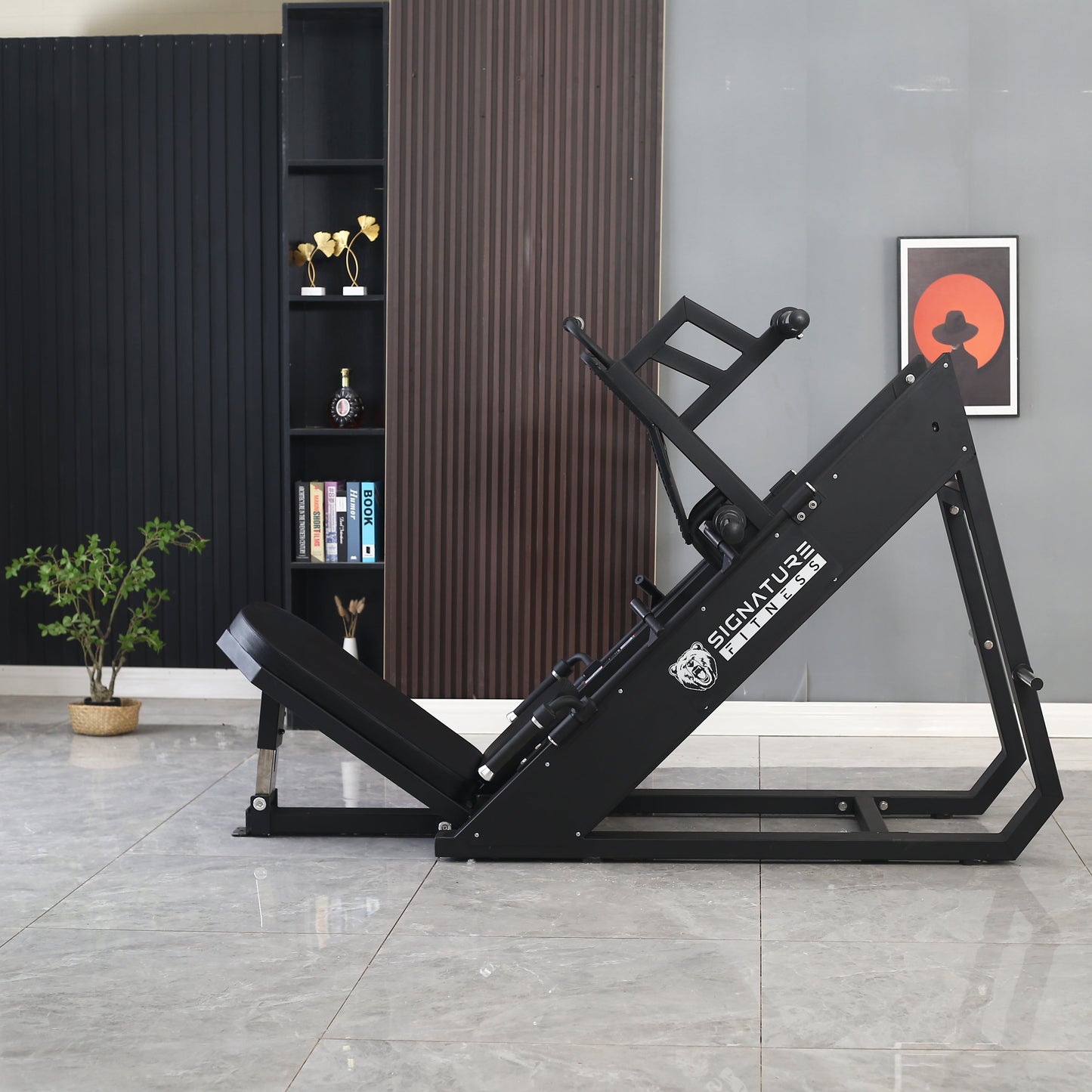 Commercial Grade Plate Loaded High-Gauge Steel Adjustable Leg Press Machine with Extra Plate Storage, 1000-Pound Capacity