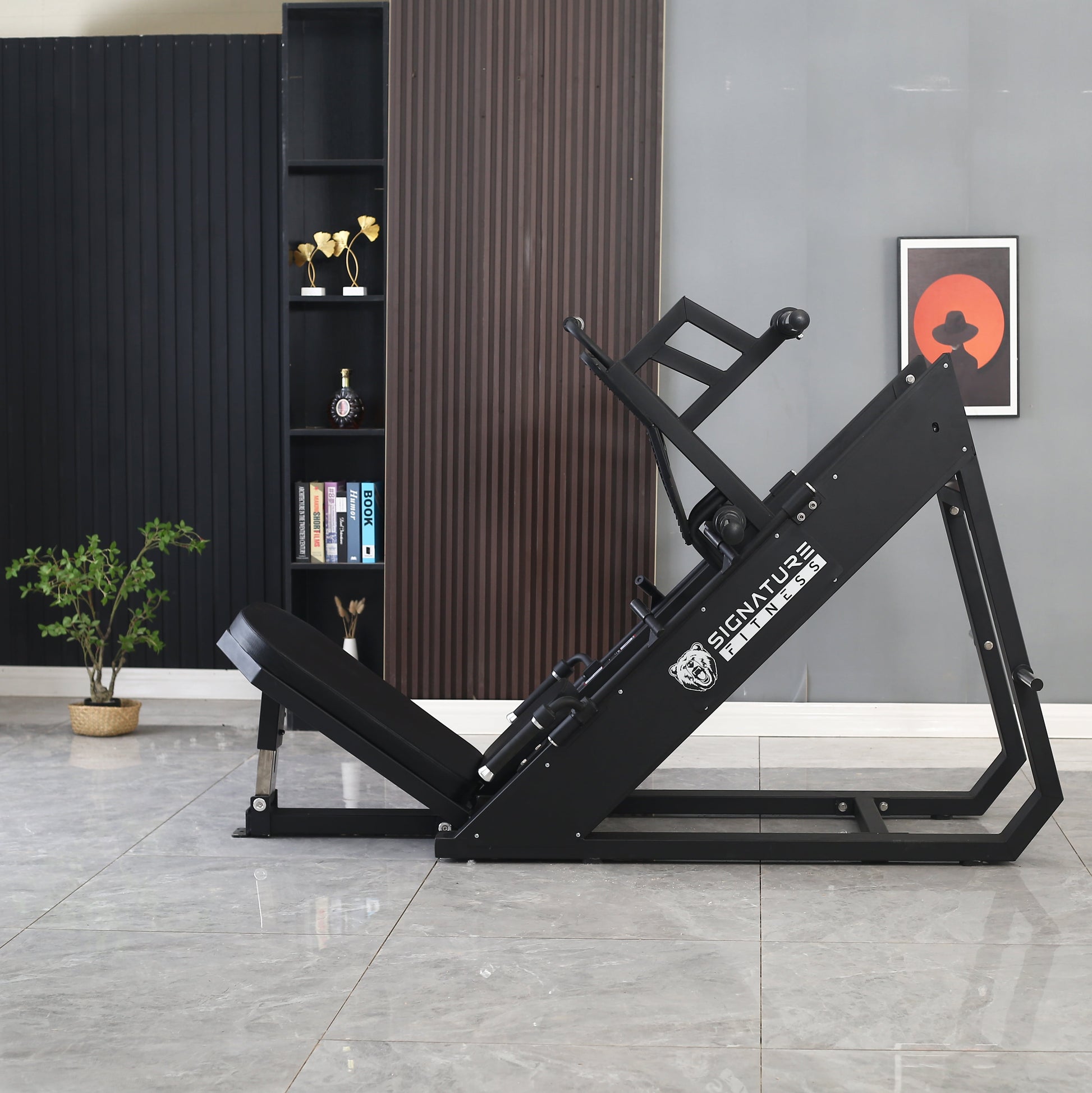 Commercial Grade Plate Loaded High-Gauge Steel Adjustable Leg Press Machine with Extra Plate Storage, 1000-Pound Capacity
