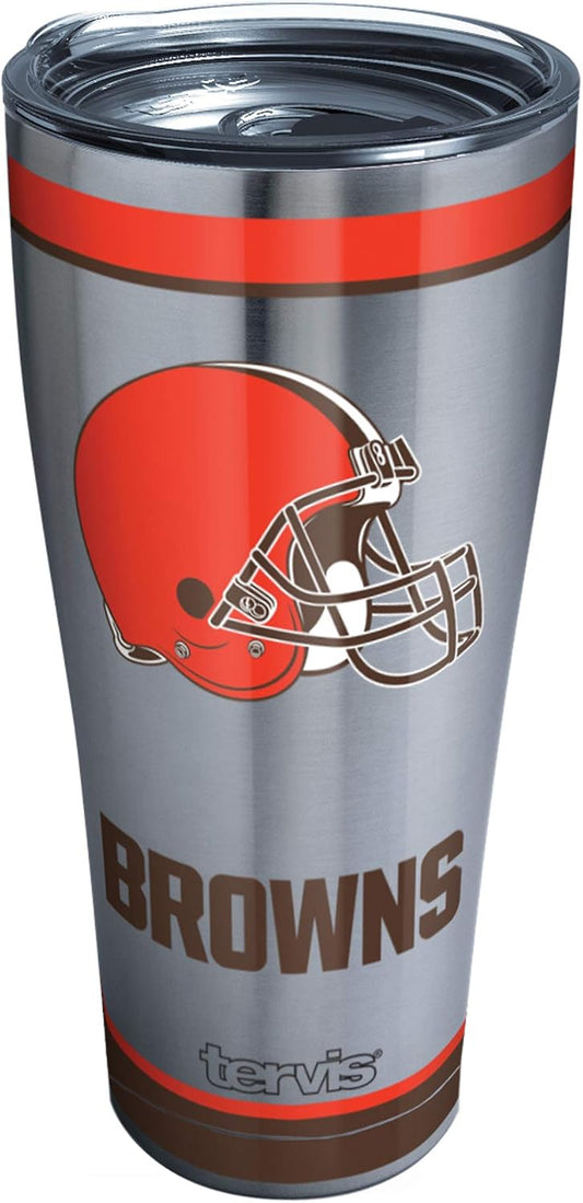 Triple Walled NFL Cleveland Browns Insulated Tumbler Cup Keeps Drinks Cold & Hot, 30Oz - Stainless Steel, Tradition