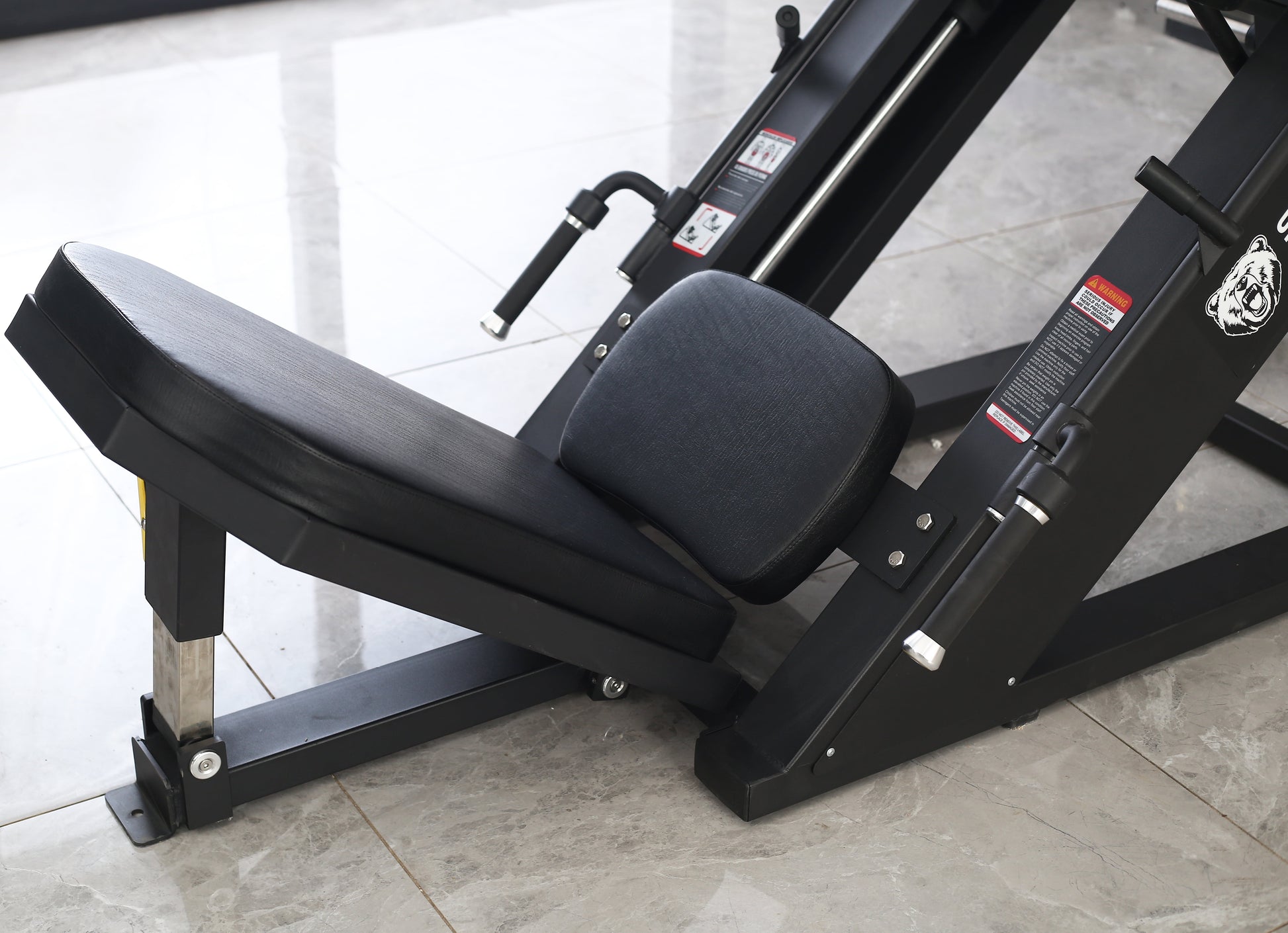 Commercial Grade Plate Loaded High-Gauge Steel Adjustable Leg Press Machine with Extra Plate Storage, 1000-Pound Capacity