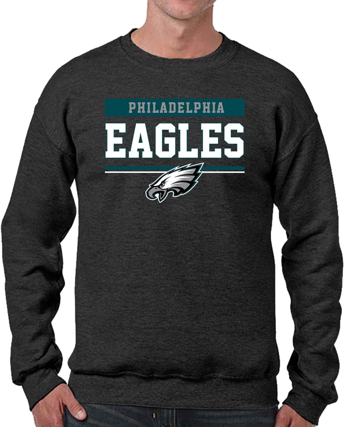 NFL Adult Long Sleeve Team Block Charcoal Crewneck Sweatshirt - Stay Warm & Represent Your Team with Style