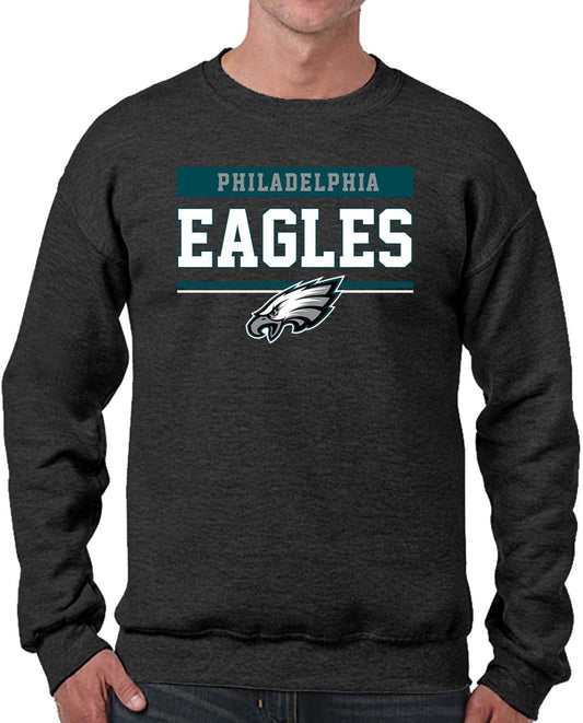 NFL Adult Long Sleeve Team Block Charcoal Crewneck Sweatshirt - Stay Warm & Represent Your Team with Style