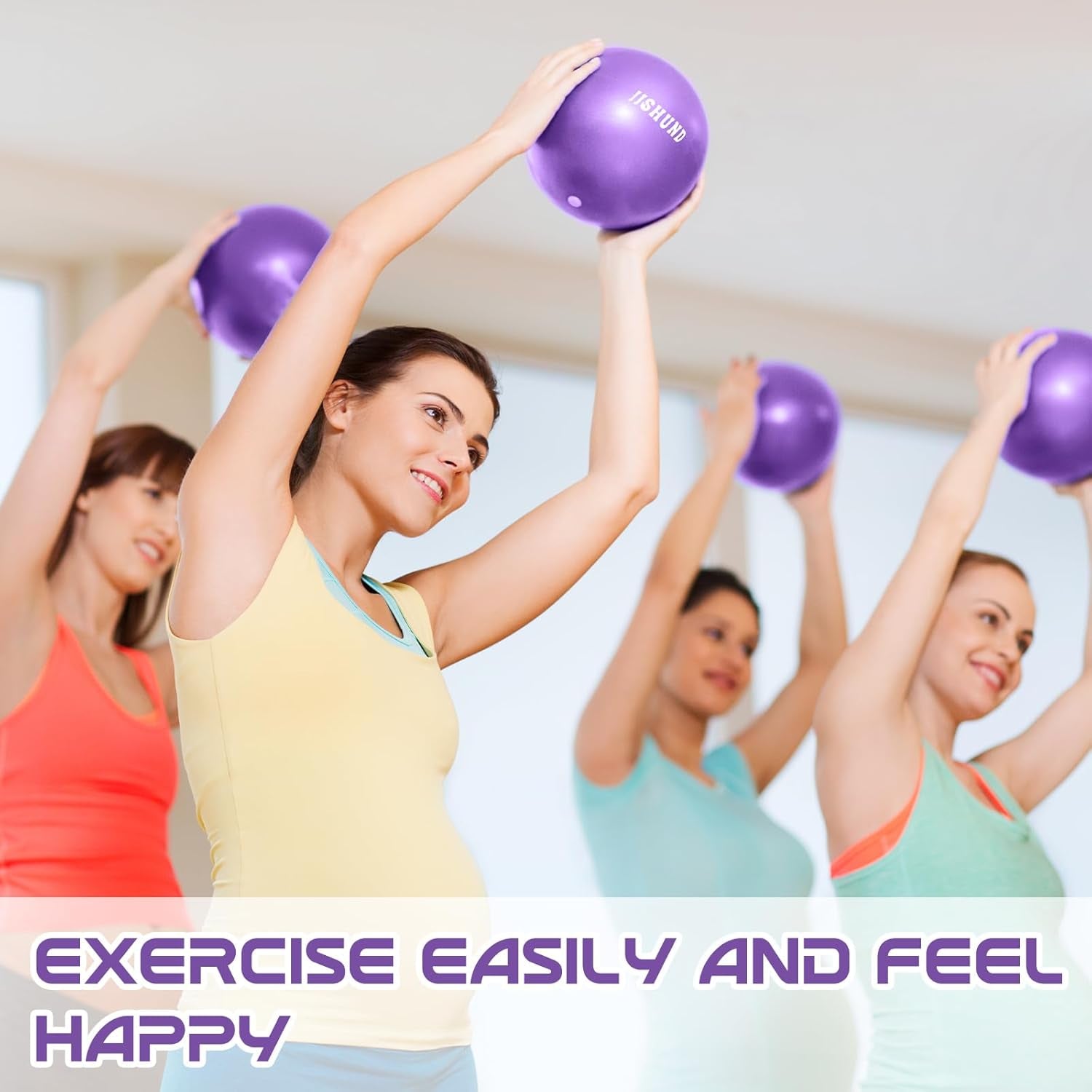 Pilates Ball, 9 Inch Small Exercise Mini Soft Workout Yoga Ball with Exercise Gu
