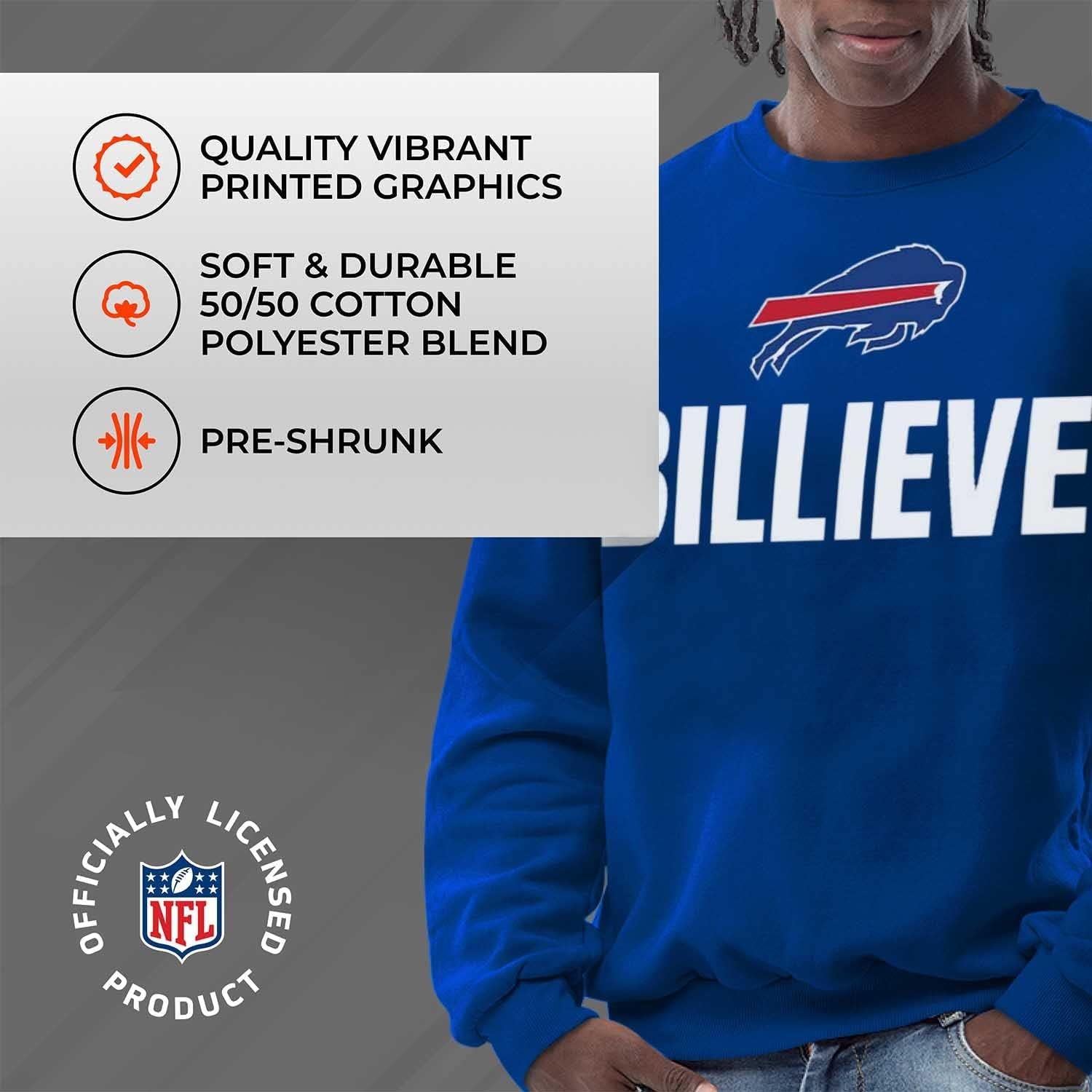 NFL Adult Slogan Crewneck Sweatshirt - Cotton-Poly Fleece - Stay Warm & Represent Your Team in Style