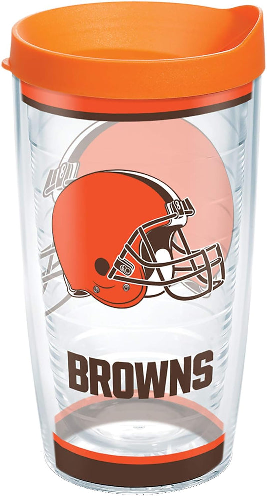 Made in USA Double Walled NFL Cleveland Browns Insulated Tumbler Cup Keeps Drinks Cold & Hot, 16Oz, Tradition