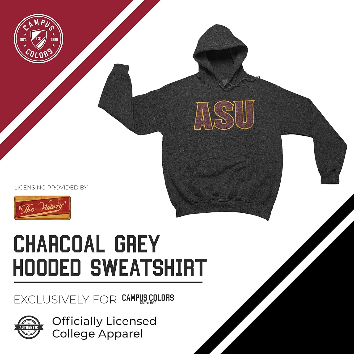 NCAA Adult Cotton Blend Charcoal Hooded Sweatshirt - Made from Ringspun and Versatility