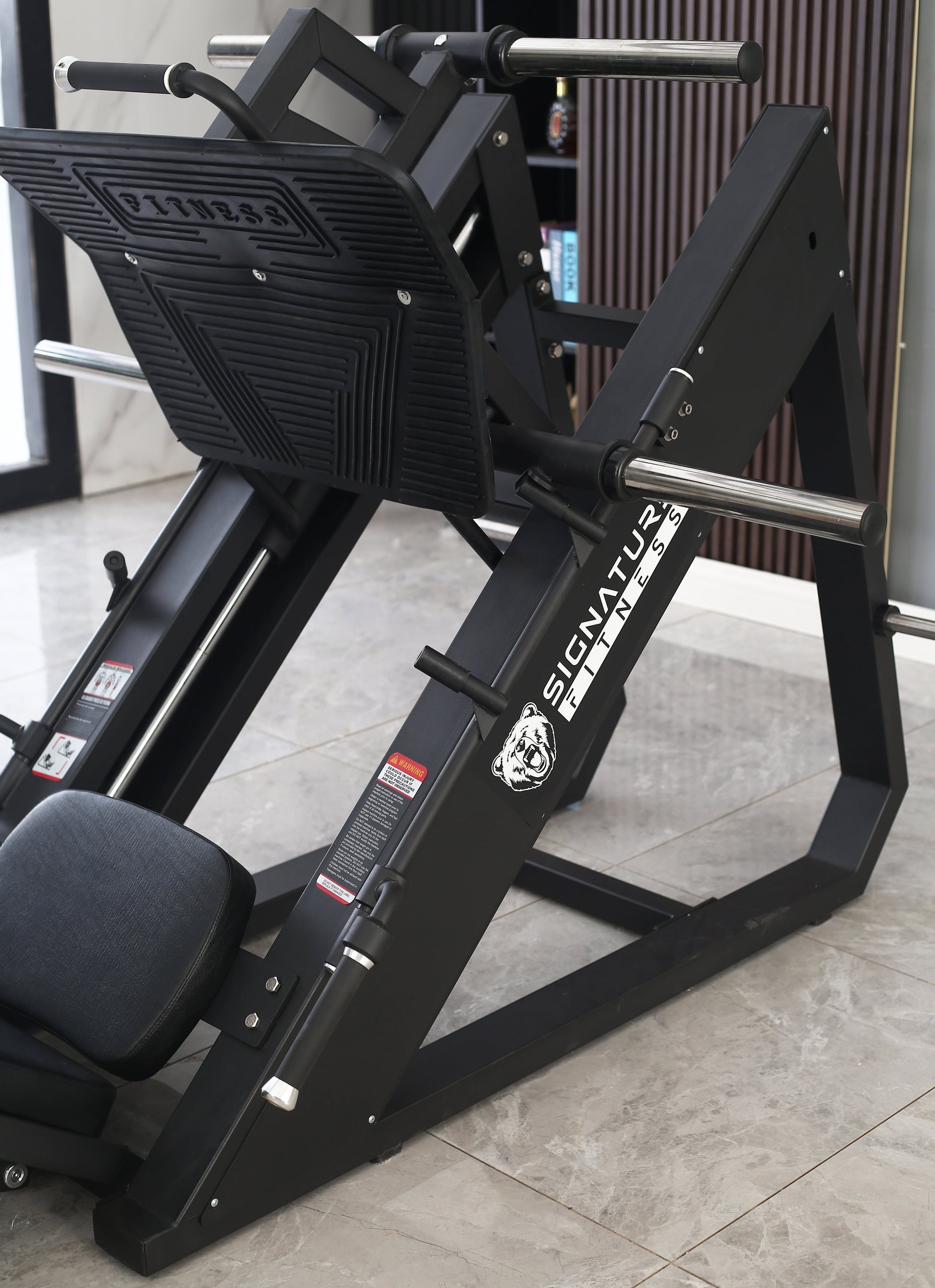 Commercial Grade Plate Loaded High-Gauge Steel Adjustable Leg Press Machine with Extra Plate Storage, 1000-Pound Capacity