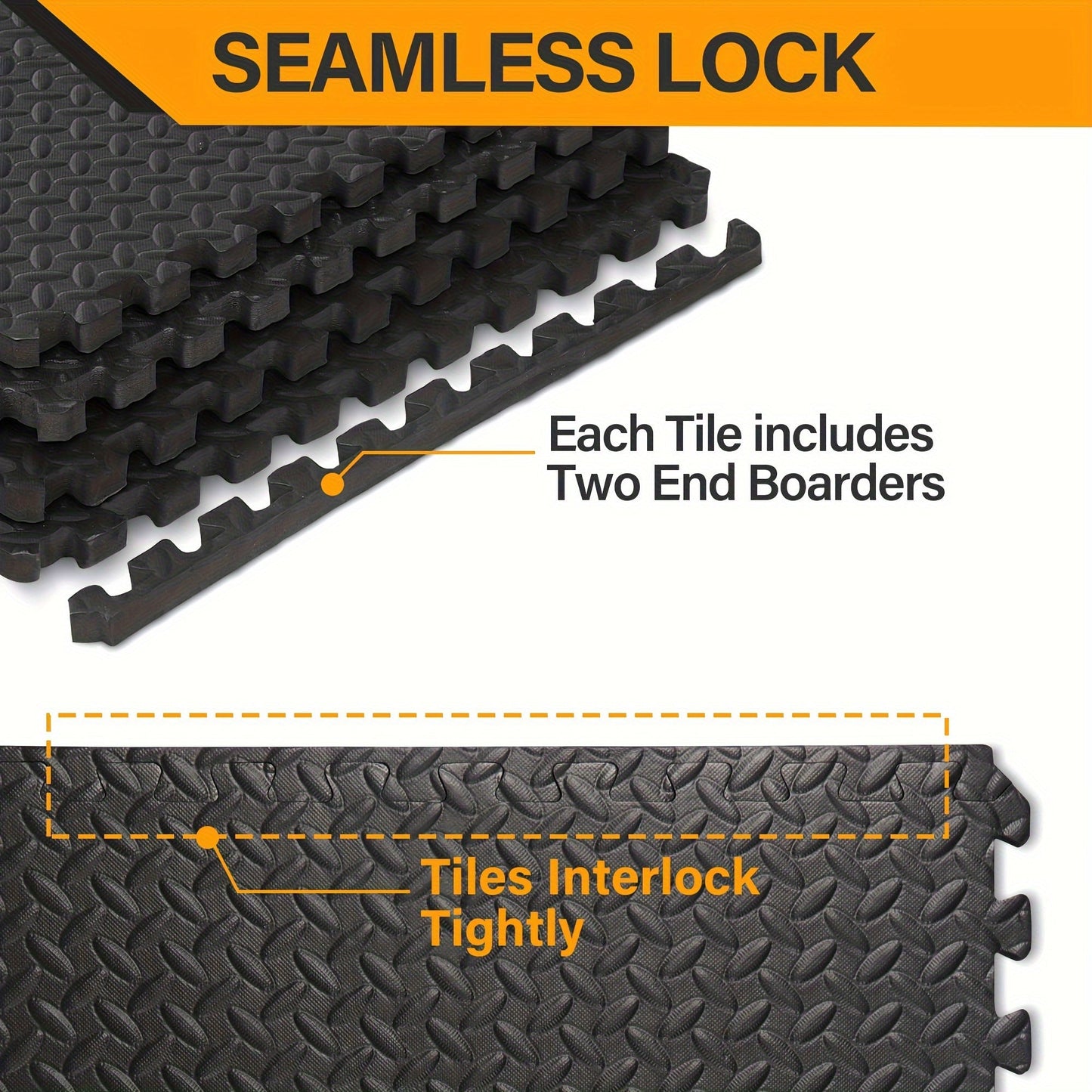 Interlocking Exercise Mat Black Set (48pcs)-2