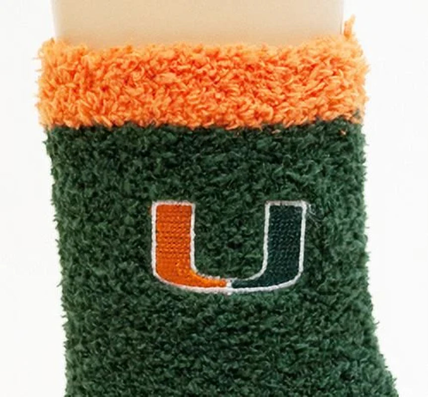 Miami Hurricanes Solid Fuzzy Sock -  - Unisex - One Size - Ankle