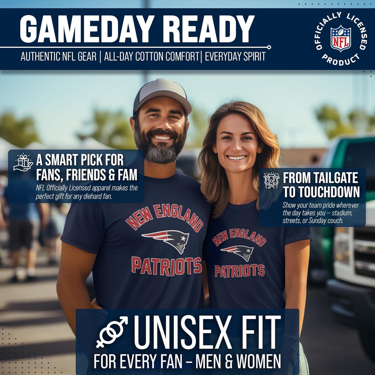 NFL Adult Gameday T-Shirt - Cotton Blend - Tagless - Semi-Fitted - Unleash Your Team Spirit during Game Day