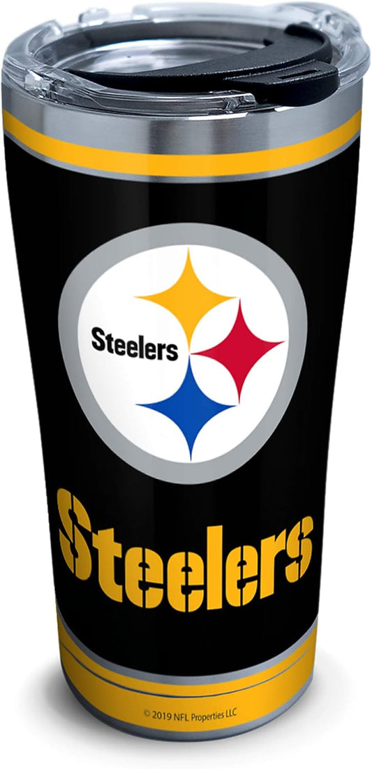 Triple Walled NFL® Pittsburgh Steelers Insulated Tumbler Cup Keeps Drinks Cold & Hot, 20Oz - Stainless Steel, Touchdown