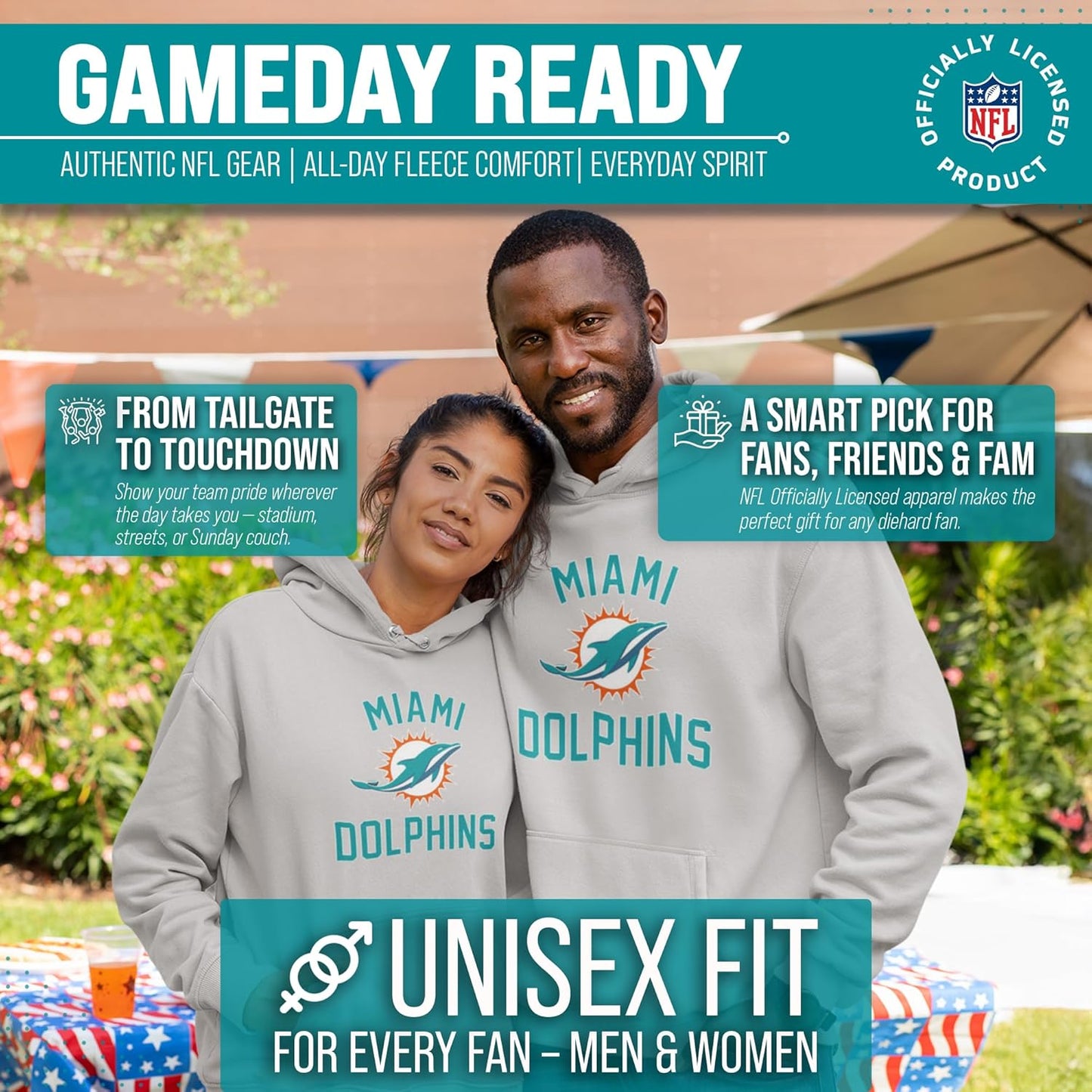 NFL Adult Gameday Hooded Sweatshirt - Poly Fleece Cotton Blend - Stay Warm and Represent Your Team in Style