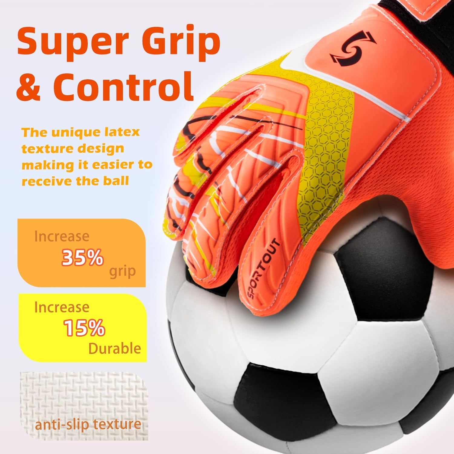 Kids Goalkeeper Gloves, Soccer Gloves with Double Wrist Protection and Non-Slip Wear Resistant Latex Material to Give Protection to Prevent Injuries