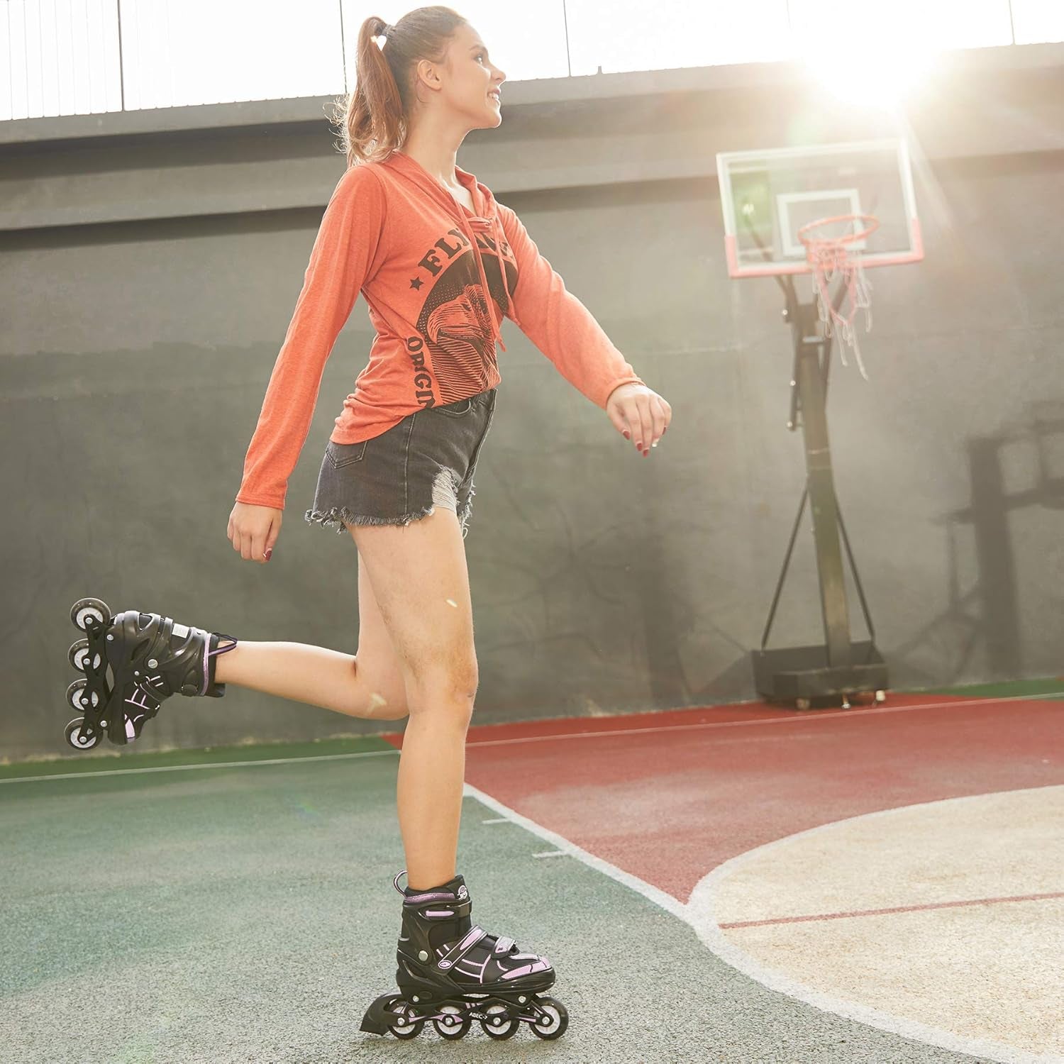 Inline Skate for Girls Boys Kids and Adult Women Adjustable Blades Roller Skates with Light up Wheels for Indoor Outdoor Youth in Line Skating ​For Beginners Children Teen