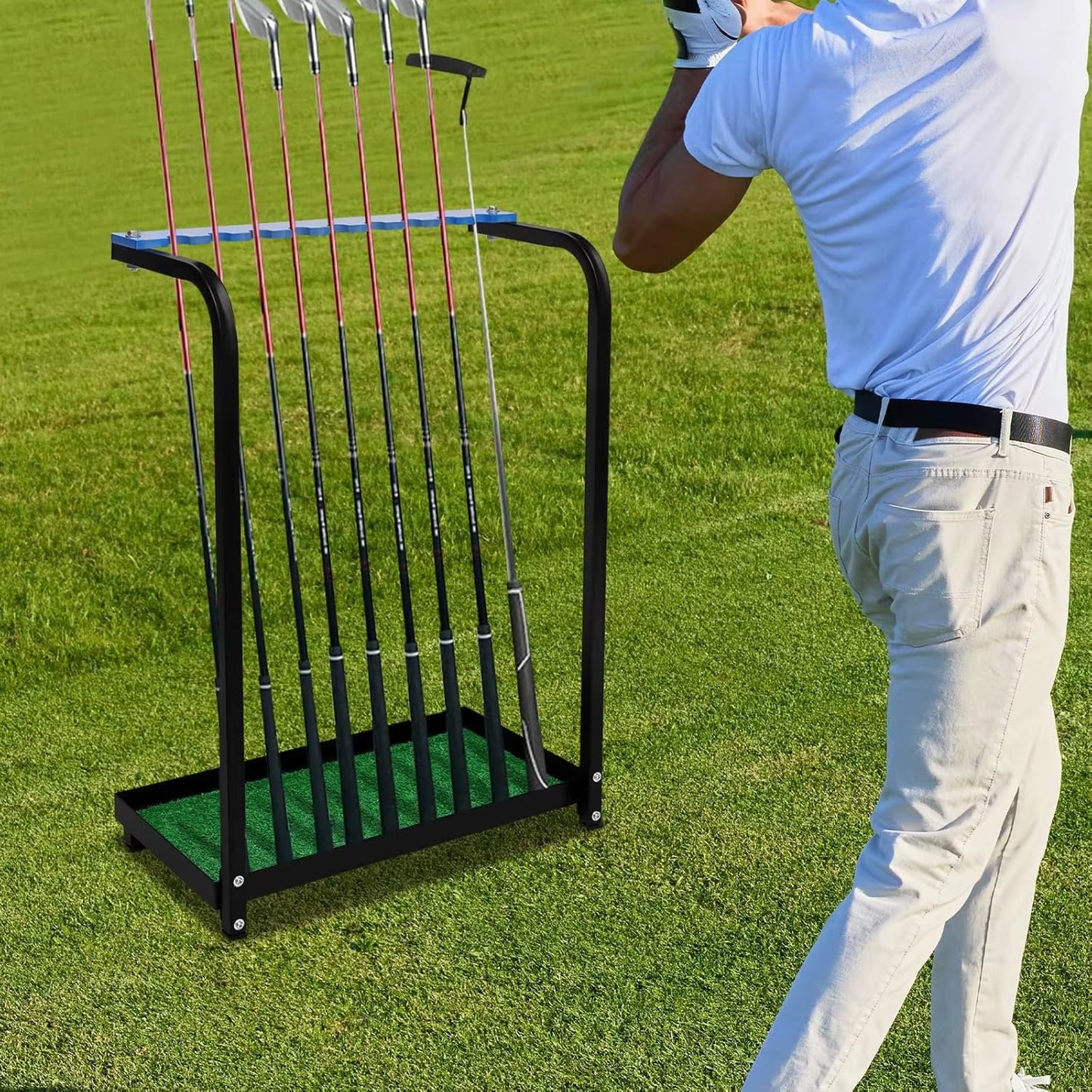 Golf Club Display Rack, Metal Golf Putter Storage Organizer Floor Stand Storage Box Landing Rack Equipment
