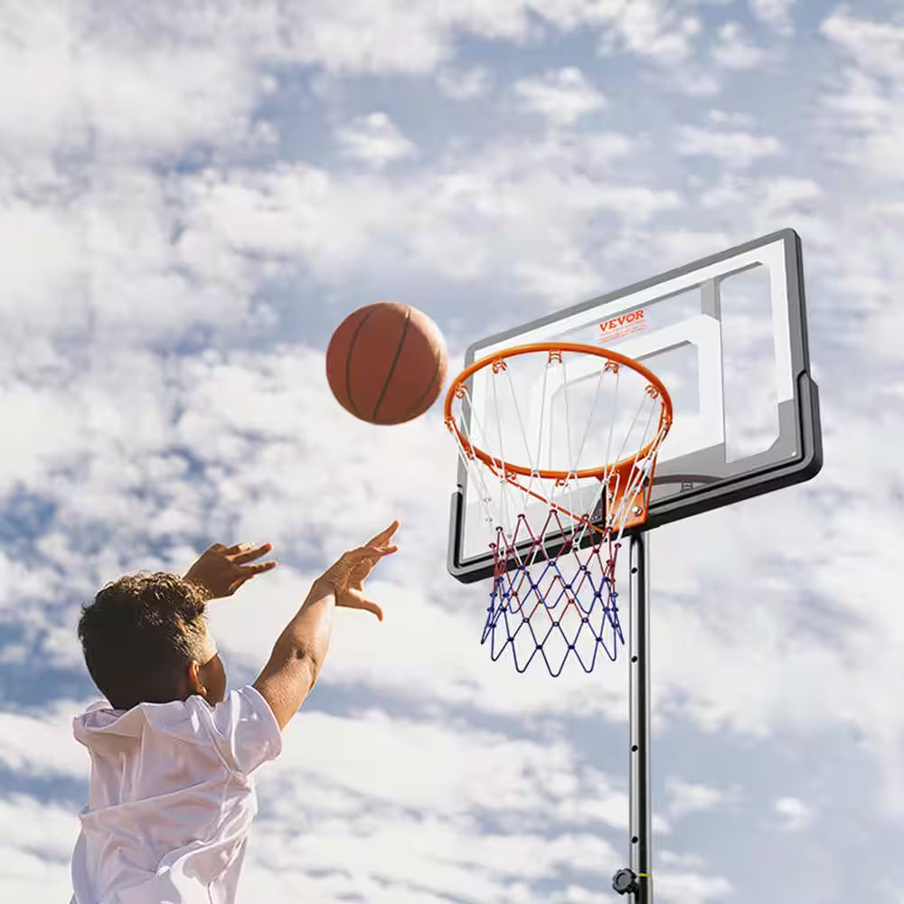 Basketball Hoop and Goal 5 to 7 Ft. Adjustable Height Portable Backboard System 32 In. Kids and Adults Basketball Set
