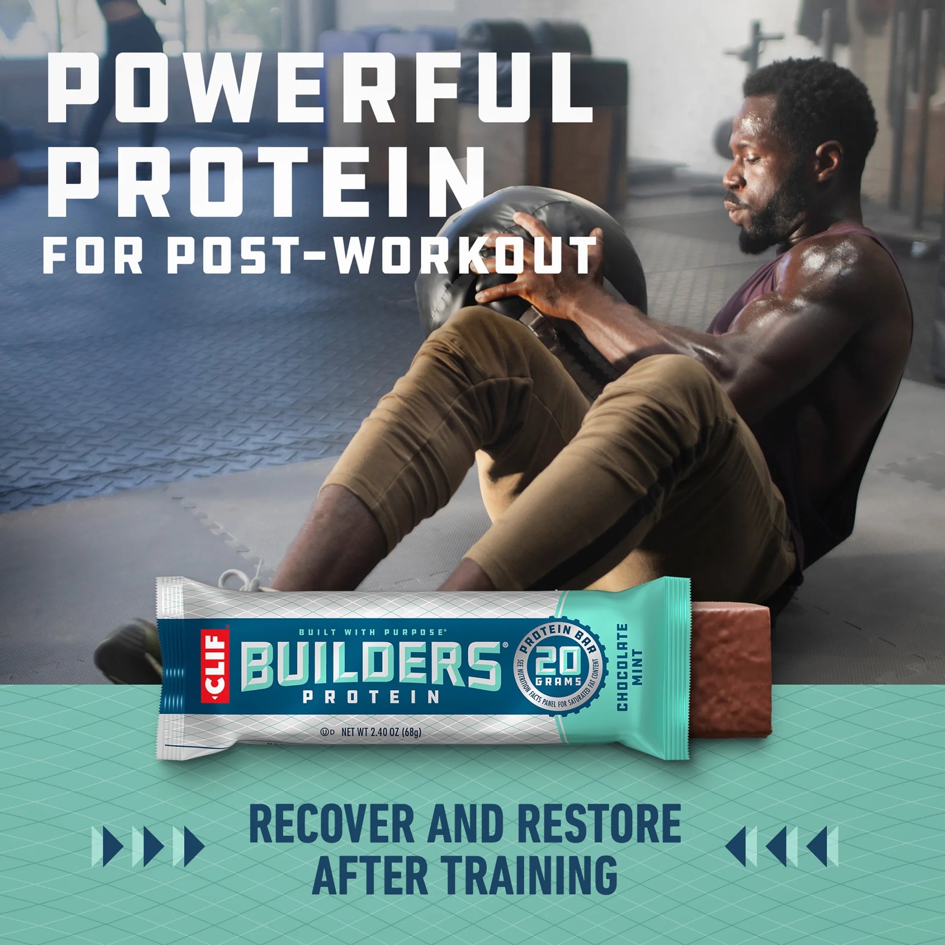 (3 Pack) CLIF BUILDERS Protein Bars Chocolate Mint Flavor, Plant Protein, Gluten Free Bars, 6Ct