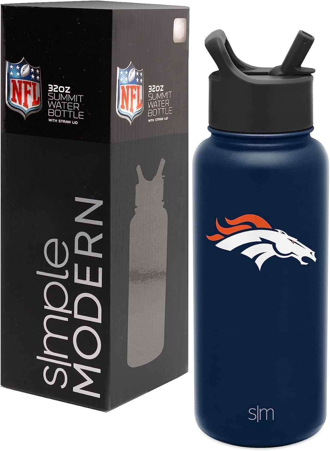 Officially Licensed NFL Water Bottle with Straw Lid Insulated Stainless Steel Thermos Gift | Summit Collection | 32Oz