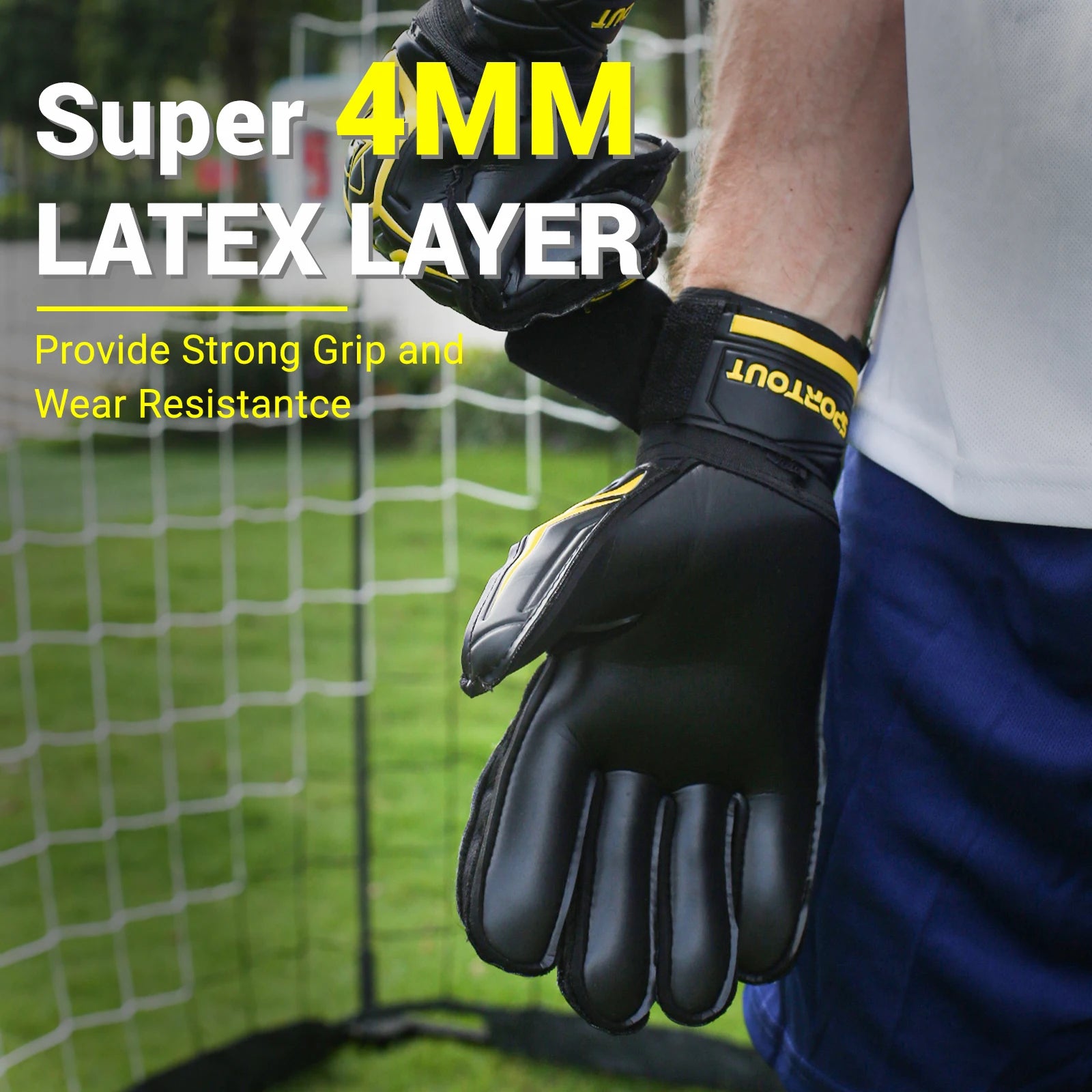 Goalie Gloves, Goalkeeper Gloves with Fingersave, Soccer Gloves, Breathable Soccer Goalie Gloves, 4Mm Latex, for Kids