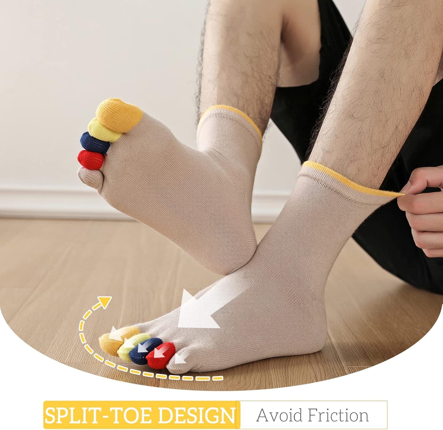 Toe Socks Mens Five Finger Striped Sock Running Athletic Cotton Ankle Sox 5 Pairs