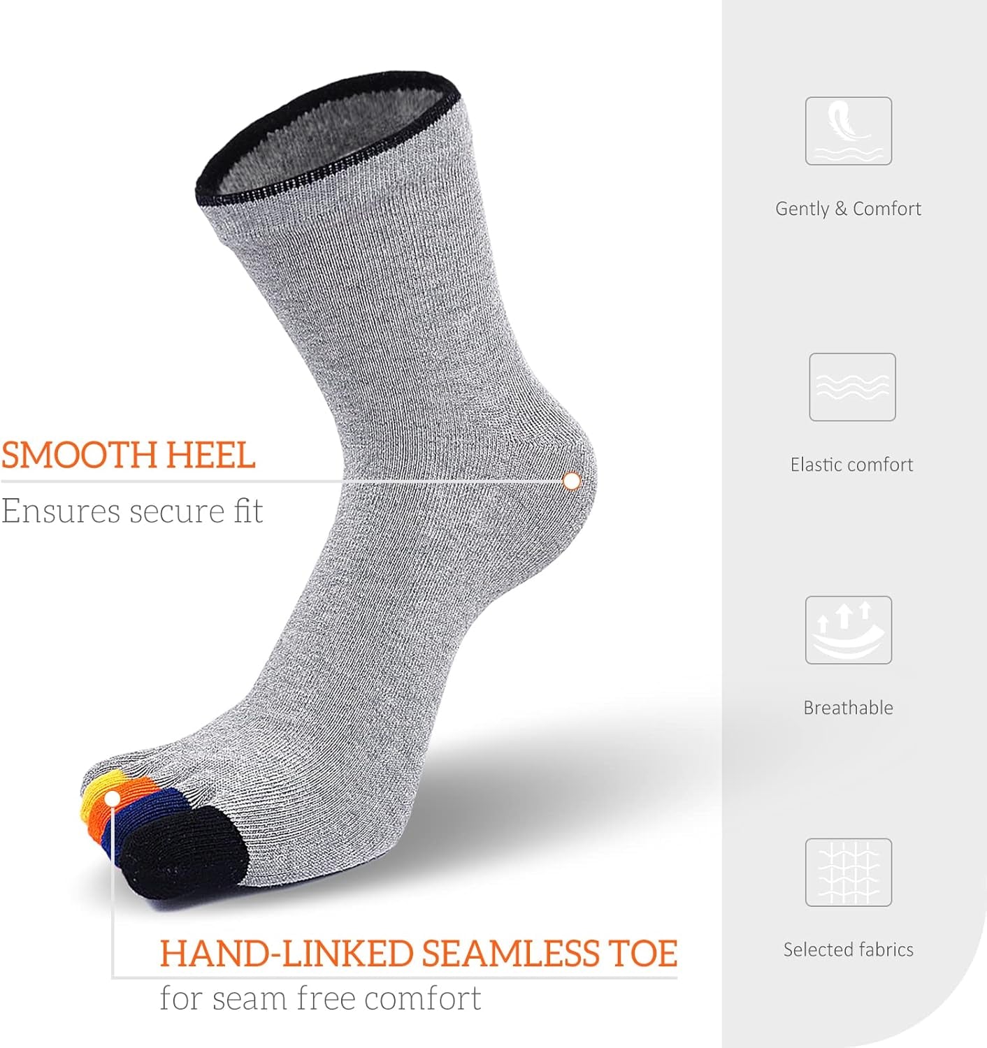 Toe Socks Mens Five Finger Striped Sock Running Athletic Cotton Ankle Sox 5 Pairs