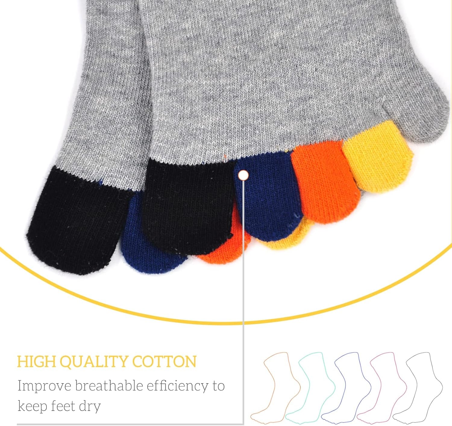 Toe Socks Mens Five Finger Striped Sock Running Athletic Cotton Ankle Sox 5 Pairs