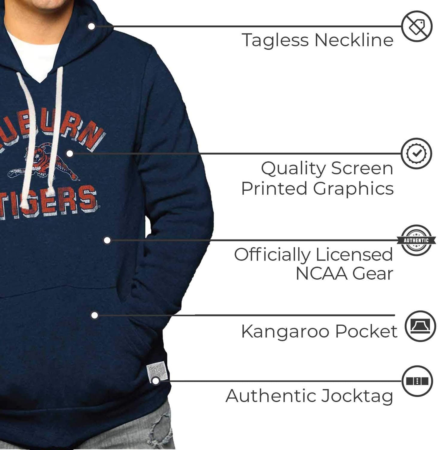 Adult University Hoodie (Auburn Tigers - Blue, X-Large)