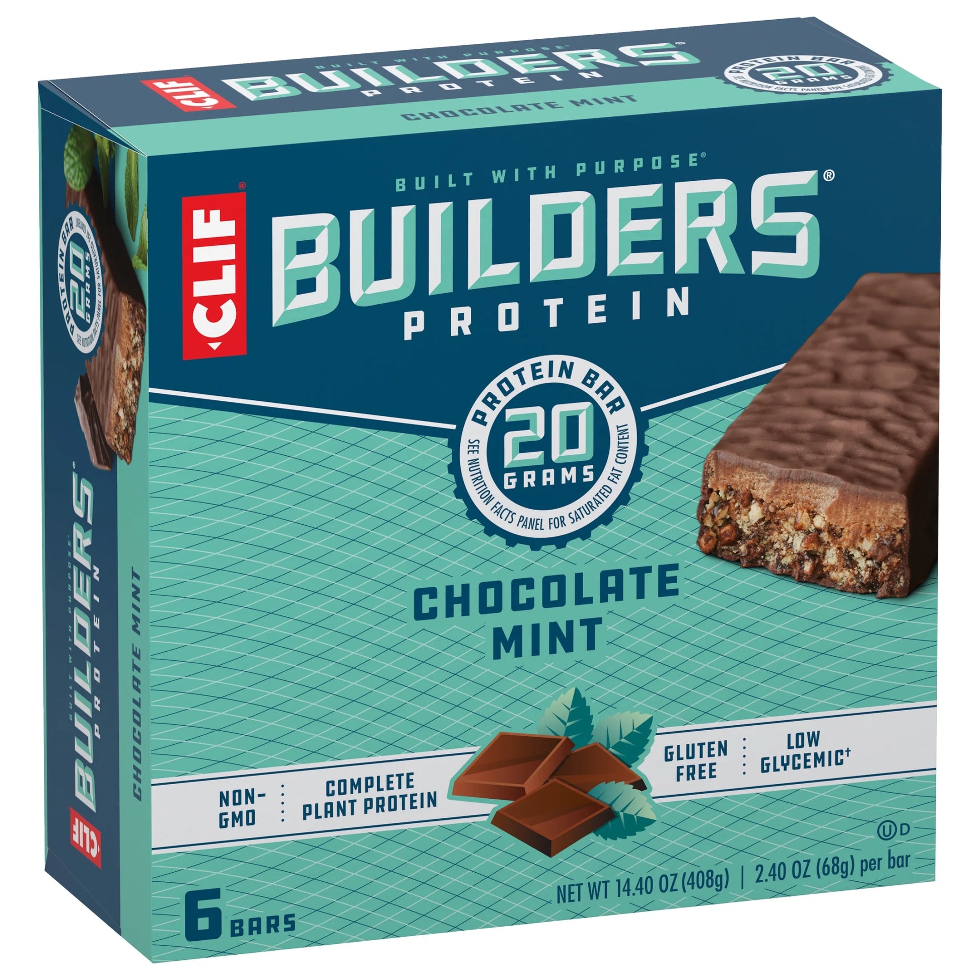 (3 Pack) CLIF BUILDERS Protein Bars Chocolate Mint Flavor, Plant Protein, Gluten Free Bars, 6Ct