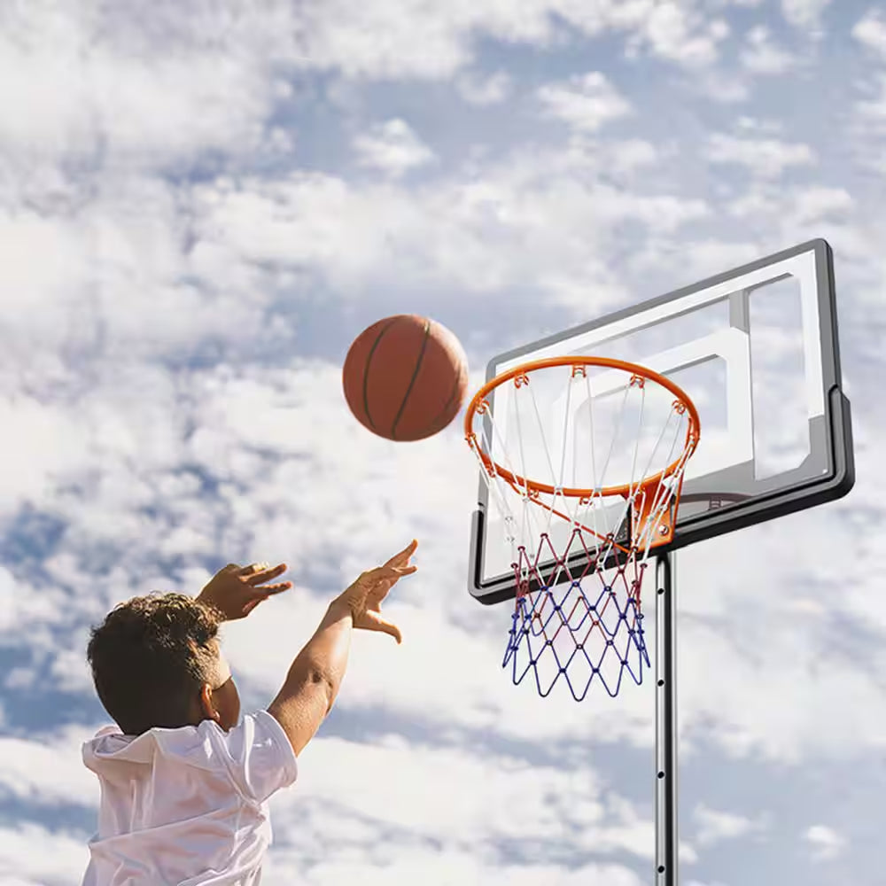 Basketball Hoop, 5-7 Ft. Adjustable Height Portable Backboard System, 32 In. Basketball Hoop Goal, for Outdoor/Indoor