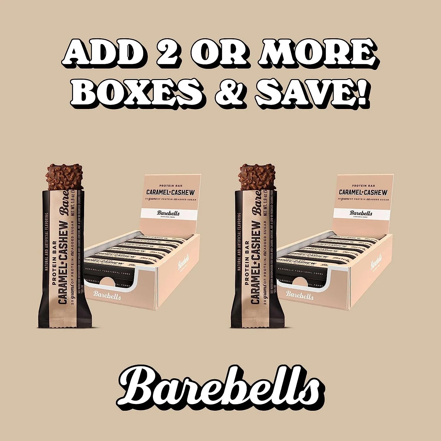 Protein Bars with 20G High Protein, 1.9Oz Bars, Caramel Cashew - 12 Count