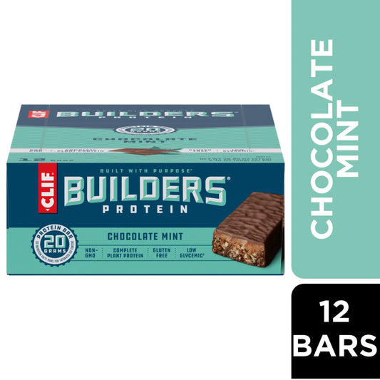 CLIF  Protein Bars Chocolate Mint Flavor, Plant Protein, Gluten Free Bars, 12Ct